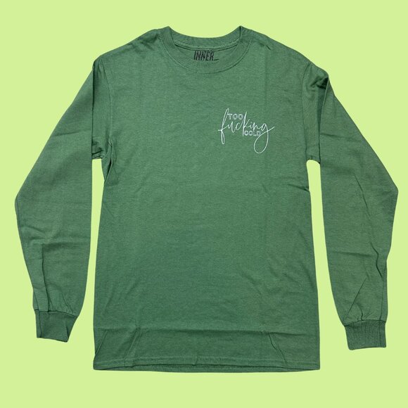 Inner Thoughts Dark Green Too Cold Long Sleeve Shirt - Picture 1 of 4